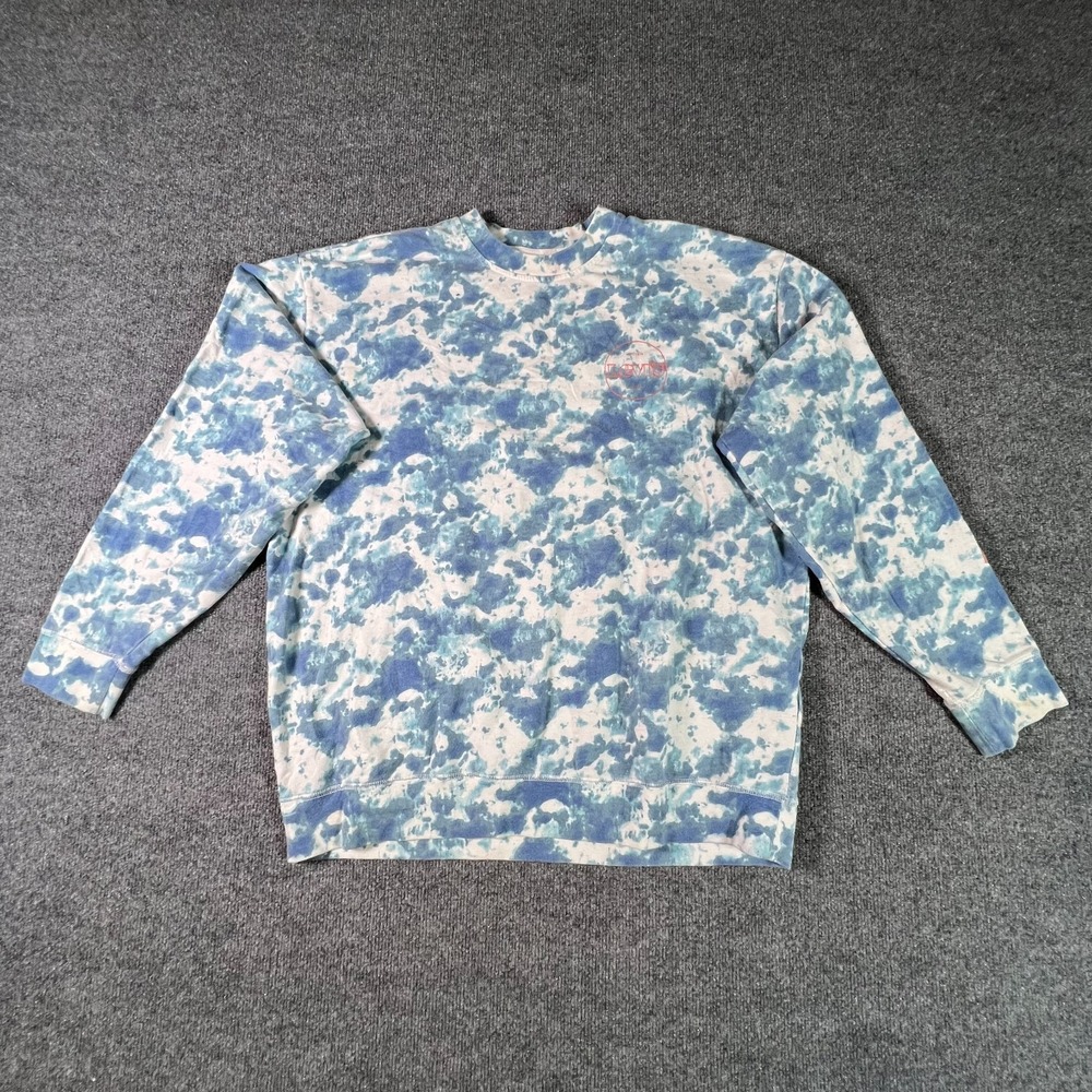 Levi's Second Nature Sweatshirt Mens Large Blue White Tie Dye Fleece Oversized